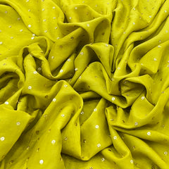 Lime Green Sequins Butti Slub Silk Embroidery