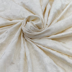 Off White Thread Slub Satin Self Embroidery
