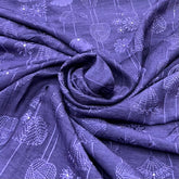 Purple Floral Geometric Slub Silk Embroidery