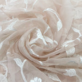 Light Peach Floral Jal Applique Organza Embroidery