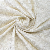 Off White Geometric Floral Sequins Thread Raw Silk Embroidery