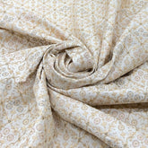 Off White Floral Sequins Thread Raw Silk Embroidery