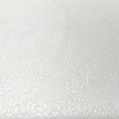 White Floral Overall Thread Slub Silk Embroidery