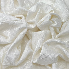 White Geometric Water Tikki Slub Silk Embroidery