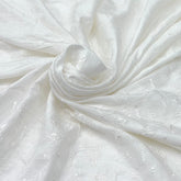 White Intricate Thread Slub Silk Embroidery