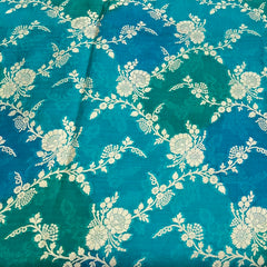 Sea Green & Blue Floral Jal Zari Silk Brocade