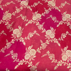 Rani Pink & Red Floral Jal Zari Silk Brocade