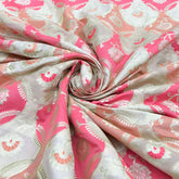 Cream & Pink Floral Jal Zari Silk Brocade