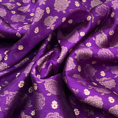 Purple Floral Meenakari Silk Brocade