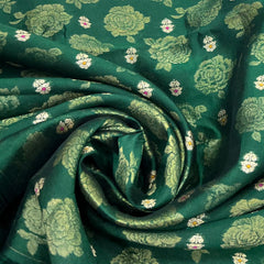 Bottle Green Floral Meenakari Silk Brocade