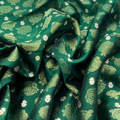 Bottle Green Floral Meenakari Silk Brocade