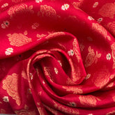 Blood Red Floral Meenakari Silk Brocade