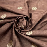 Coffee Brown Floral Butta Raw Silk Brocade