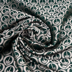Bottle Green Geometric Floral Zari Silk Brocade