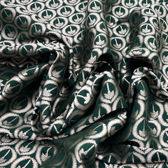 Bottle Green Geometric Floral Zari Silk Brocade
