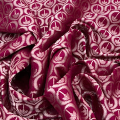 Rani Pink Geometric Floral Zari Silk Brocade