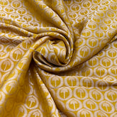 Yellow Geometric Floral Zari Silk Brocade