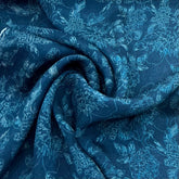 Teal Blue Self Floral Chinnon Chiffon Print