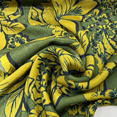 Forest Green Yellow Floral Chinnon Chiffon Print