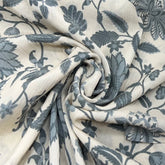 Off White Grey Floral Jal Crush Cotton Printed