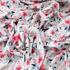 White Multicolour Floral Lawn Cotton Printed
