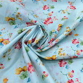 Sky Blue Floral Lawn Cotton Printed