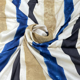Cream Stripes Modal Satin Ajrak Print