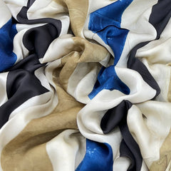 Cream Stripes Modal Satin Ajrak Print