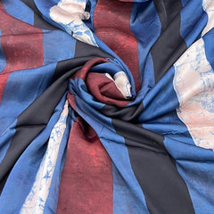 Blue Stripes Modal Satin Ajrak Print