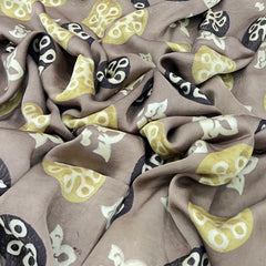 Light Brown Geometric Modal Satin Ajrak Print