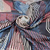 Black & Maroon Geometric Modal Satin Ajrak Print