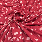 Maroonish Red Geometric Modal Satin Ajrak Print