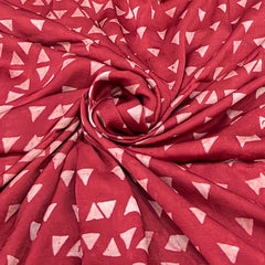 Maroonish Red Geometric Modal Satin Ajrak Print