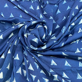 Indigo Blue Geometric Modal Satin Ajrak Print