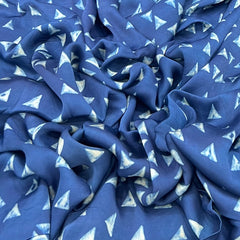 Indigo Blue Geometric Modal Satin Ajrak Print