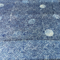 Indigo Blue Modal Satin Ajrak Print