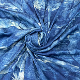 Indigo Blue Marble Modal Satin Ajrak Print