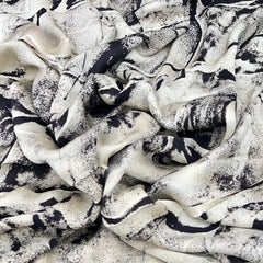 Cream & Black Marble Modal Satin Ajrak Print
