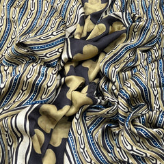 Light Coffee Brown Geometric Panel Modal Satin Ajrak Print
