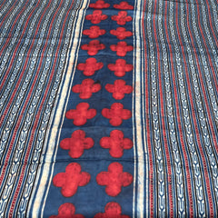 Blue Geometric Panel Modal Satin Ajrak Print