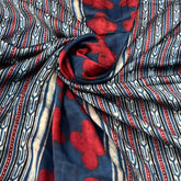 Blue Geometric Panel Modal Satin Ajrak Print