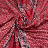 Maroon Floral Panel Modal Satin Ajrak Print