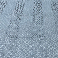 Bluish Grey Geometric Slub Silk Embroidery