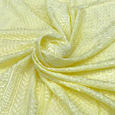 Lemon Yellow Geometric Slub Silk Embroidery