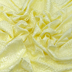 Lemon Yellow Geometric Slub Silk Embroidery