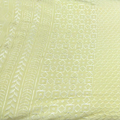 Lemon Yellow Geometric Slub Silk Embroidery