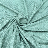 Sage Green Geometric Slub Silk Embroidery