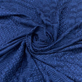 Navy Blue Geometric Slub Silk Embroidery