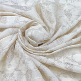 Off White Floral Slub Silk Zari Embroidery