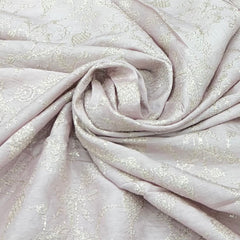 Light Lavender Floral Slub Silk Zari Embroidery